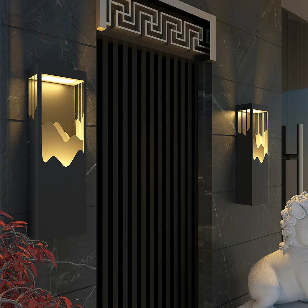 Modern Flush Mounted LED Outdoor Lighting Wall Sconces Layered Cuboid