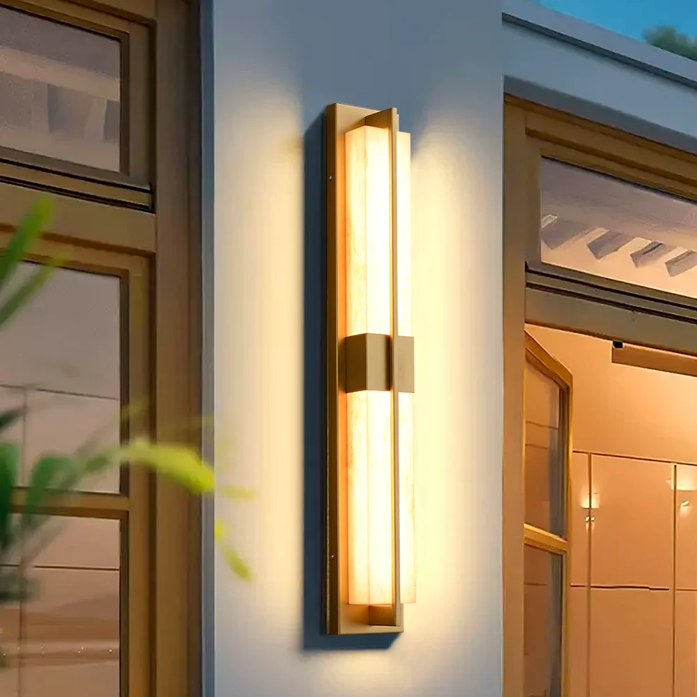 Gold LED Outdoor Wall Lighting Modern Waterproof IP65 Outside Wall Sconce for House