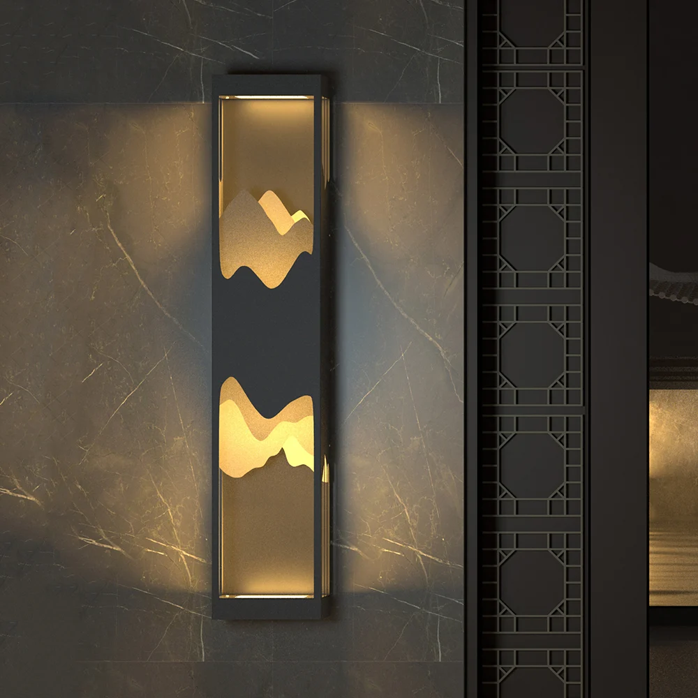 Modern Flush Mounted LED Outdoor Lighting Wall Sconces Layered Cuboid